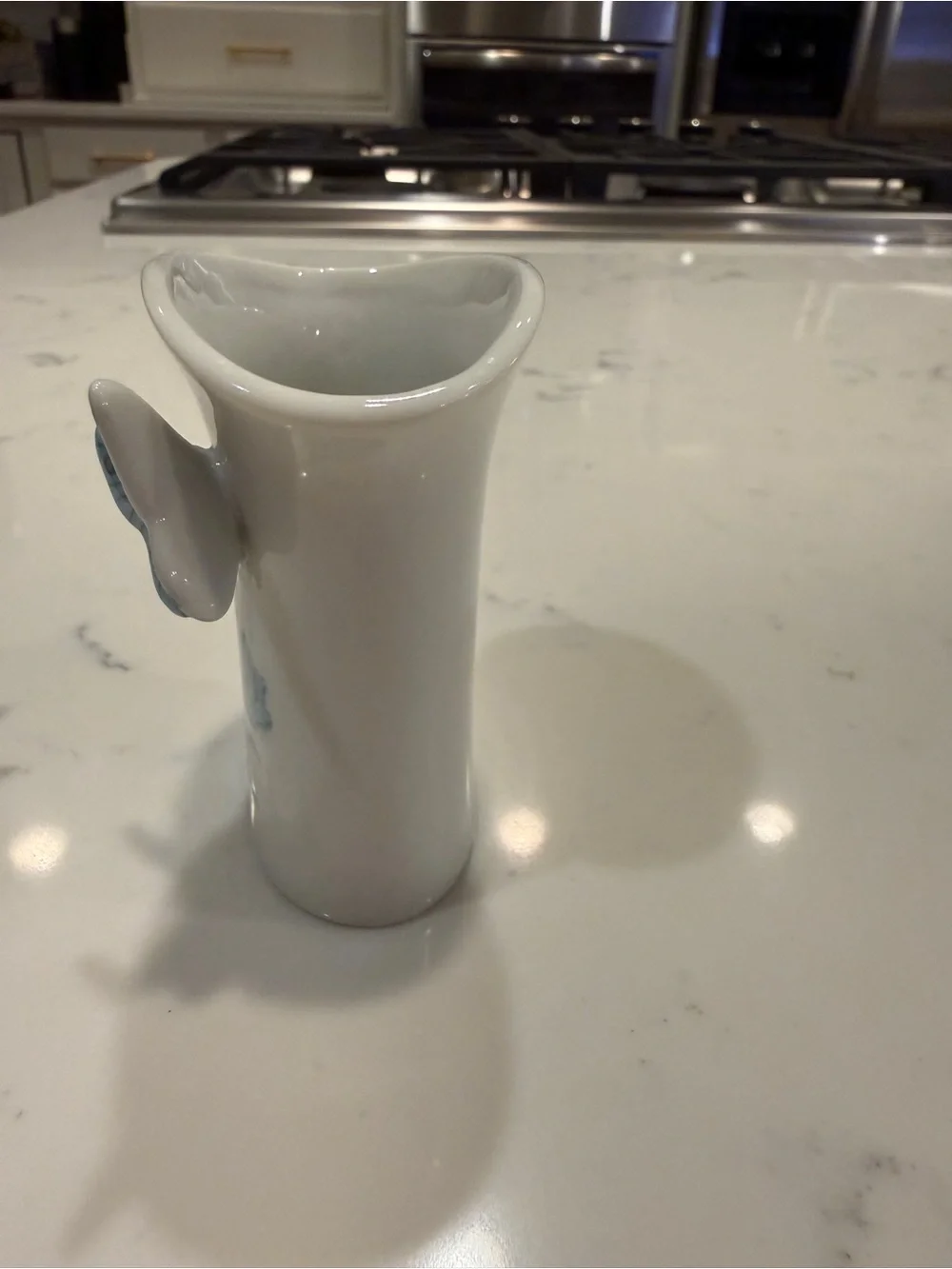 Blue Butterfly Porcelain Bud Vase vtg porcelain